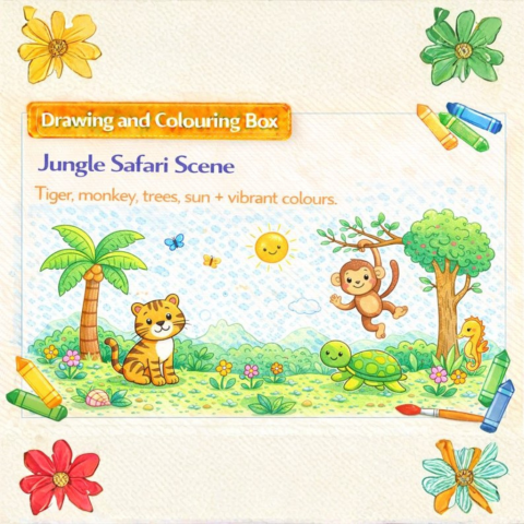 Drawing & Colouring -Jungle Safari Scene