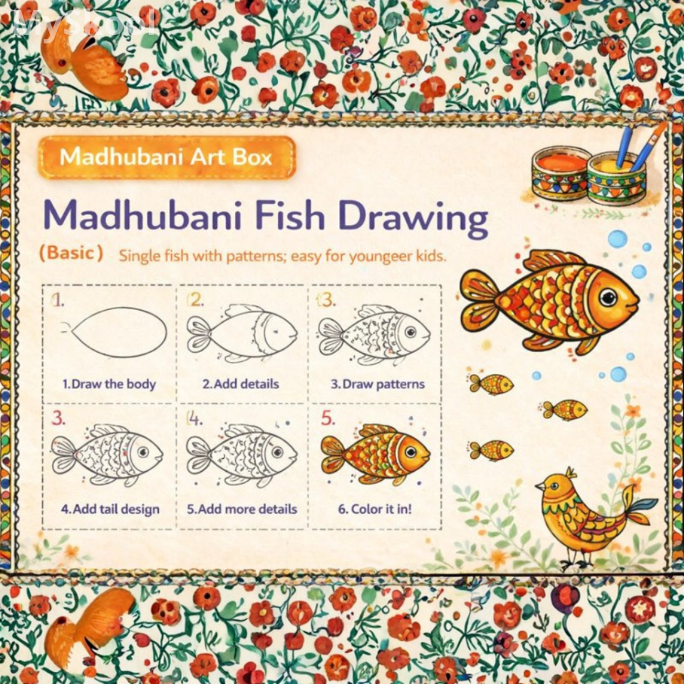 Madhubani - Fish Drawing (Basic)
