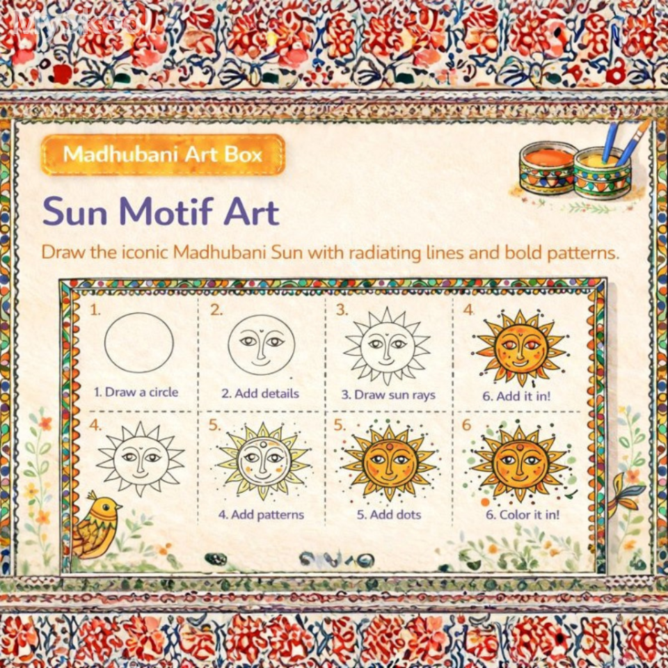 Madhubani - Sun Motif Art