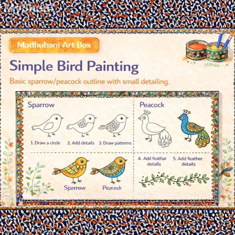 Madhubani - Simple Bird Painting
