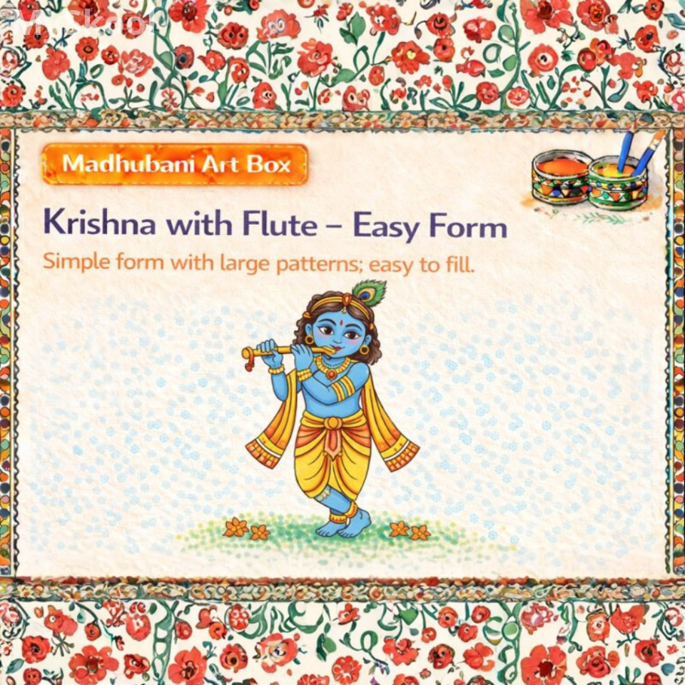 Madhubani - Krishna with Flute – Easy