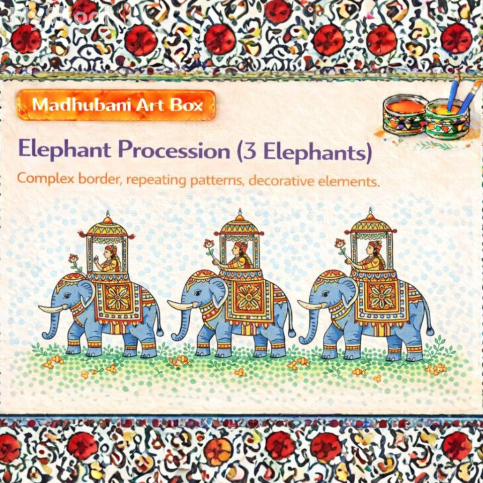 Madhubani - Elephant Procession
