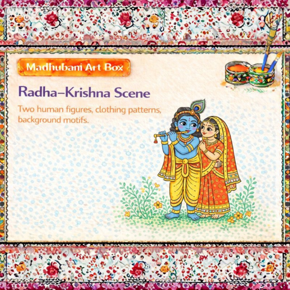 Madhubani - Radha–Krishna Scene