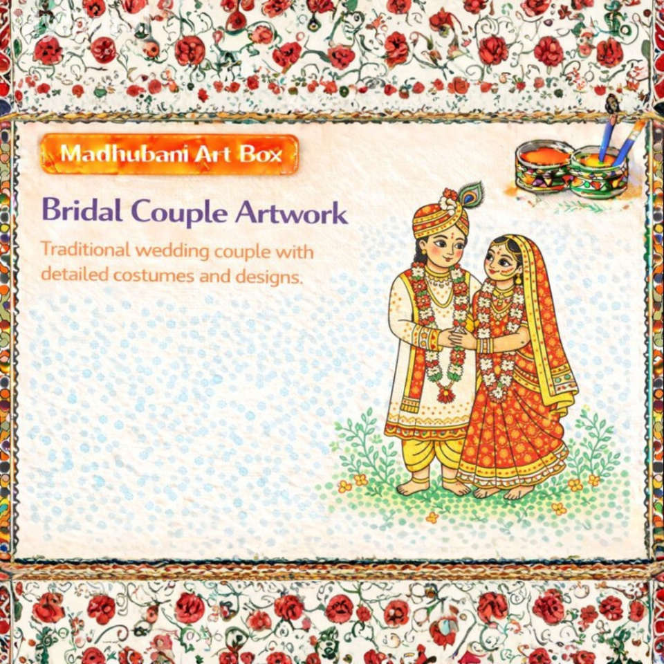 Madhubani - Bridal Couple Artwork