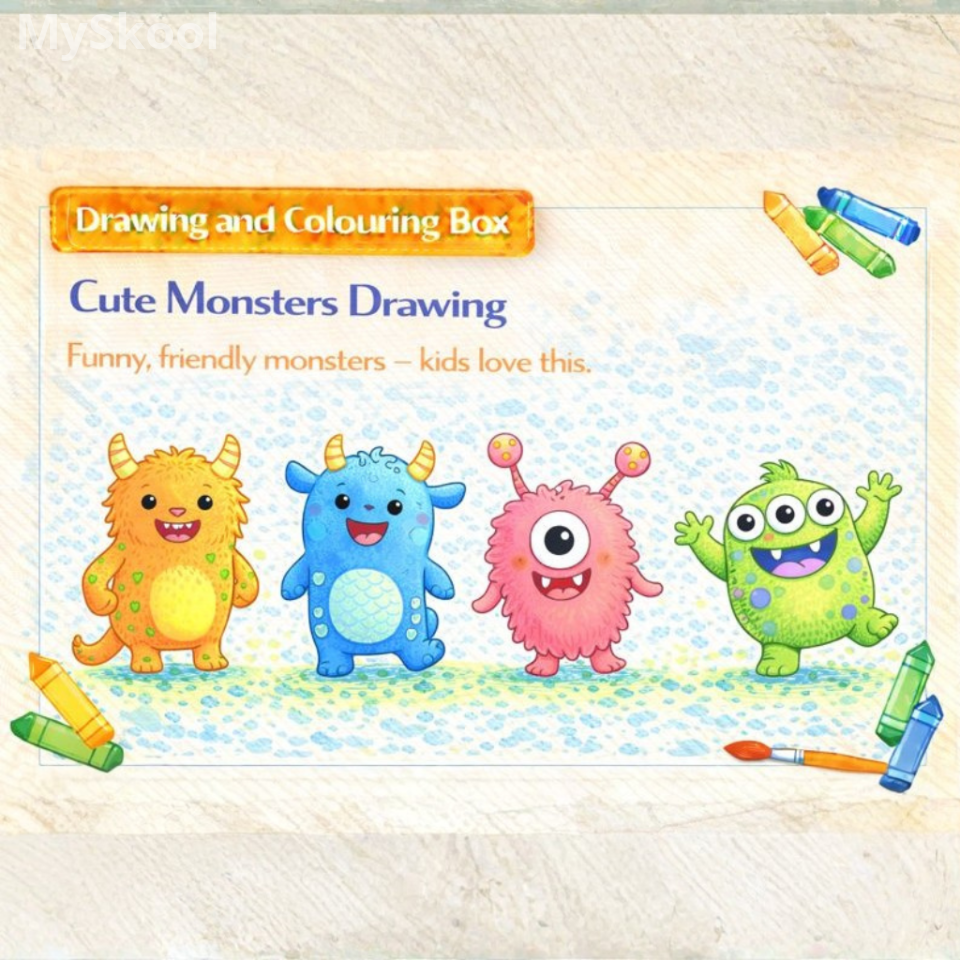 Drawing & Colouring -Cute Monsters Drawing