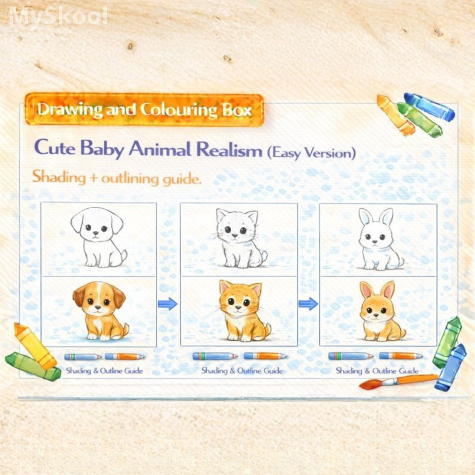 Drawing & Colouring -Cute Baby Animal Realism (Easy Version)