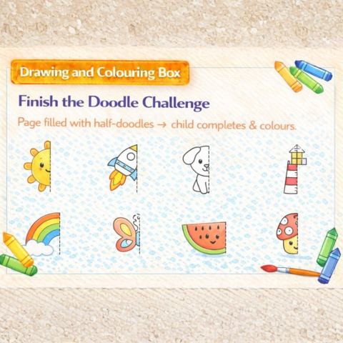 Drawing & Colouring -Finish the Doodle Challenge