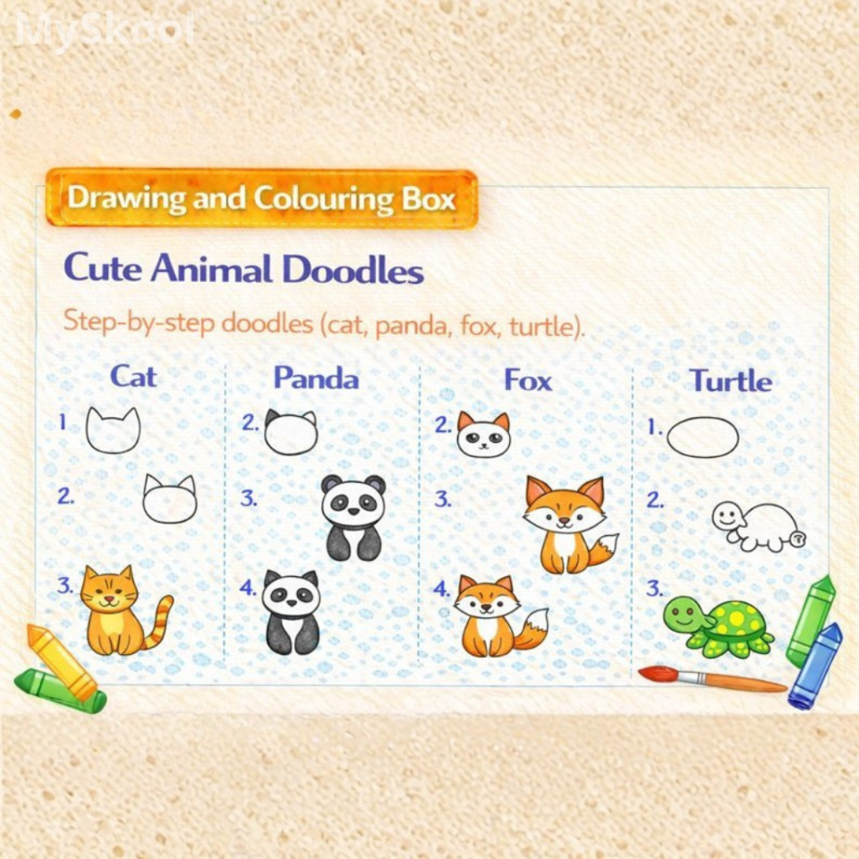 Drawing & Colouring -Cute Animal Doodles